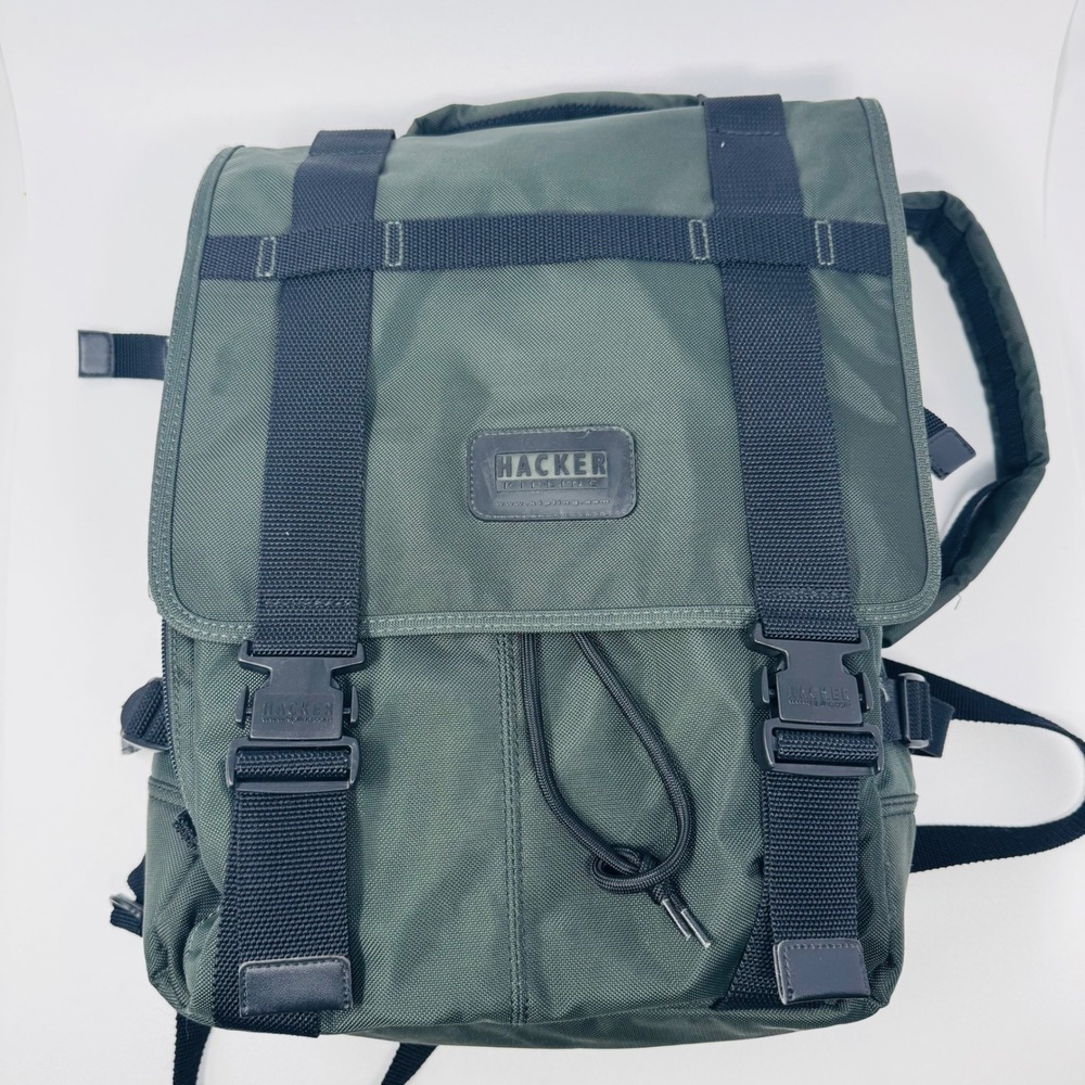 Kipling Hacker Green Nylon Flap Drawstring Backpack Bag